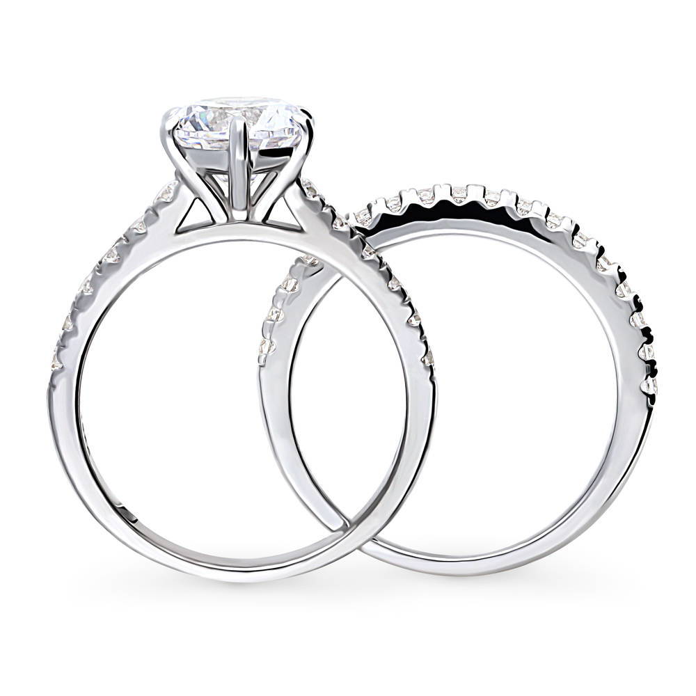 Alternate view of Solitaire 2ct Round CZ Ring Set in Sterling Silver
