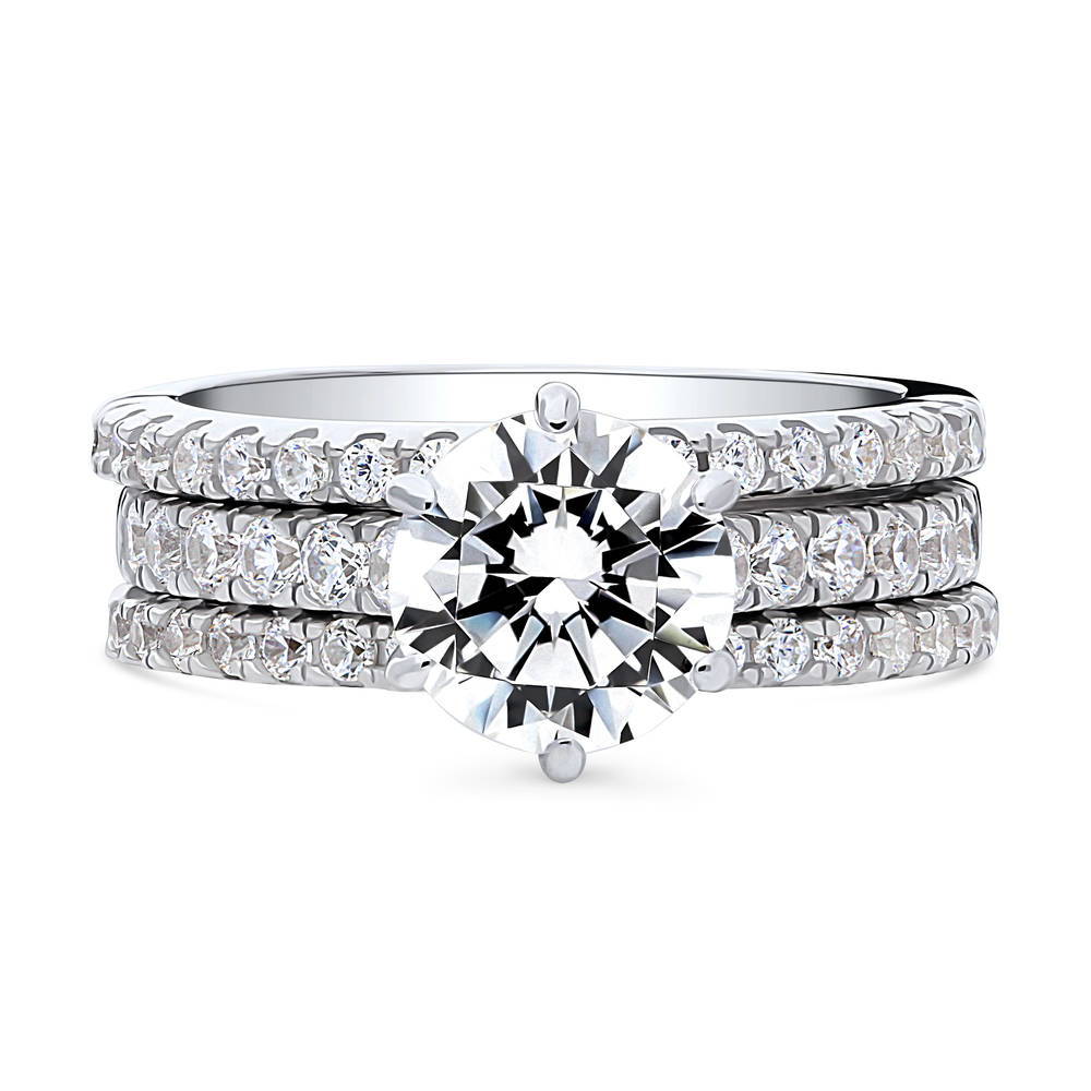 Solitaire 2ct Round CZ Ring Set in Sterling Silver, 1 of 16