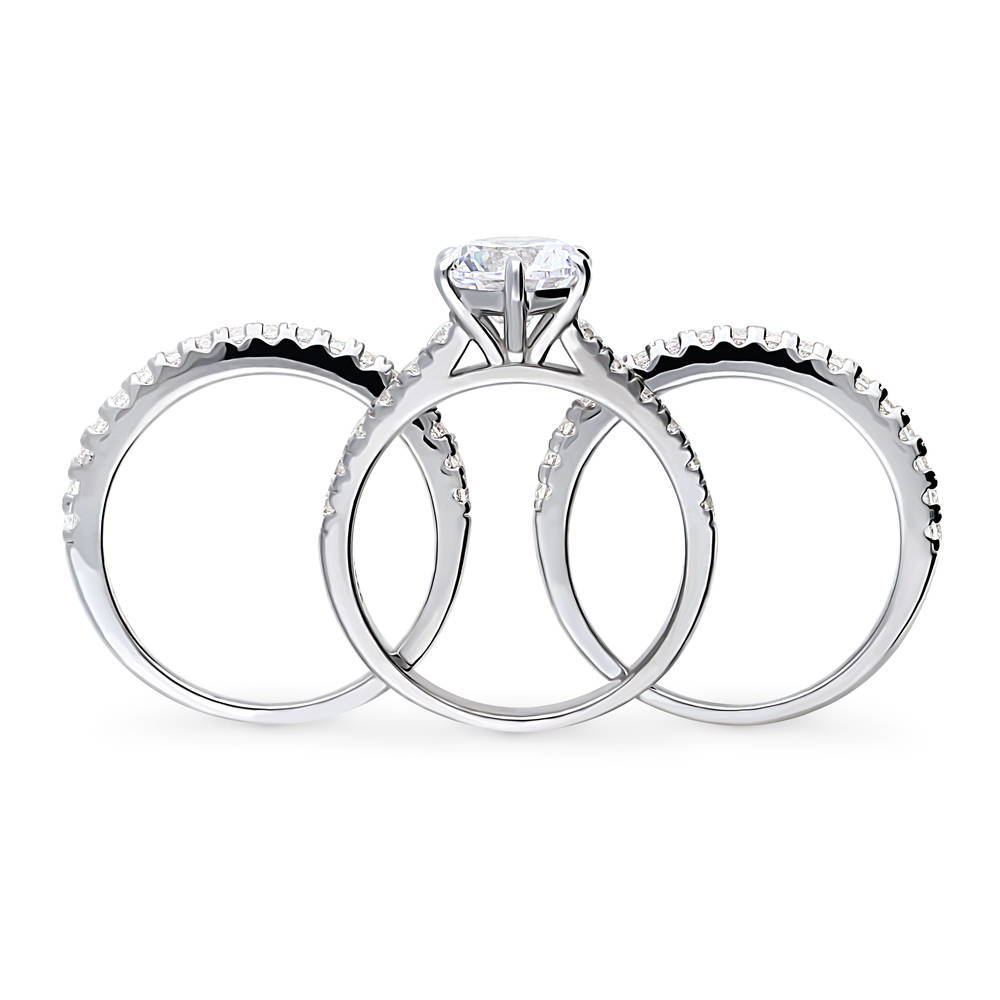 Solitaire 2ct Round CZ Ring Set in Sterling Silver