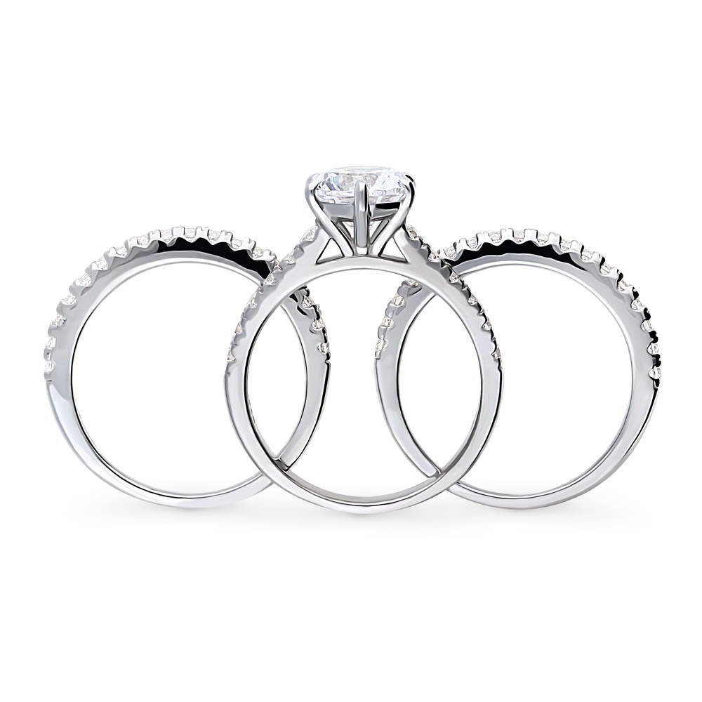 Alternate view of Solitaire 2ct Round CZ Ring Set in Sterling Silver, 6 of 14