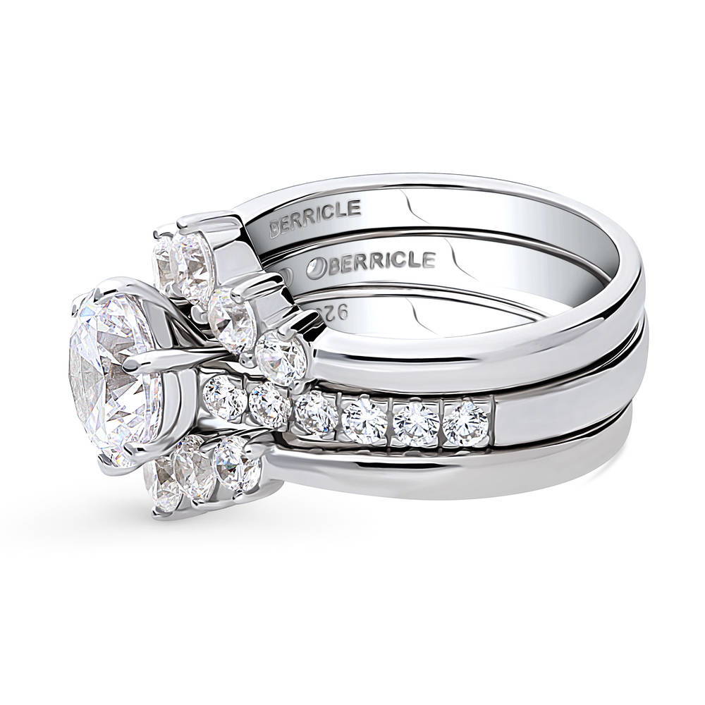 Angle view of 5-Stone Solitaire CZ Ring Set in Sterling Silver