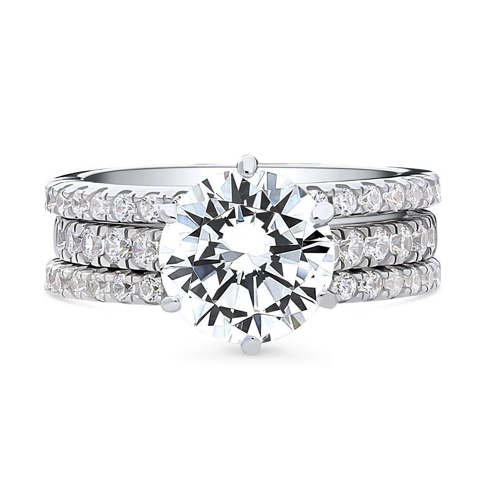 Solitaire 2.7ct Round CZ Ring Set in Sterling Silver