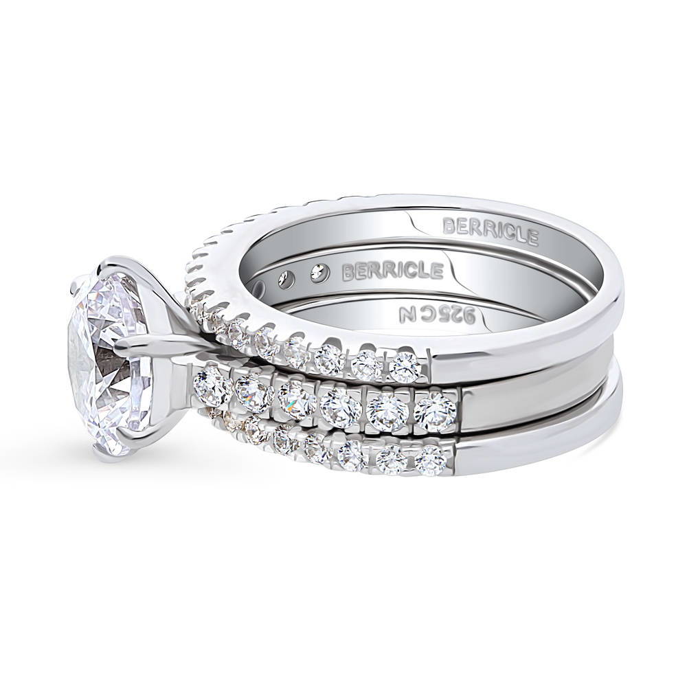 Solitaire 2.7ct Round CZ Ring Set in Sterling Silver