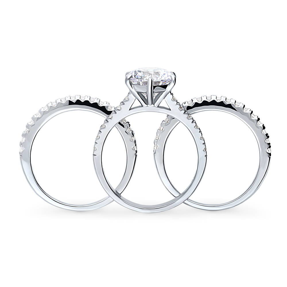 Alternate view of Solitaire 2.7ct Round CZ Ring Set in Sterling Silver
