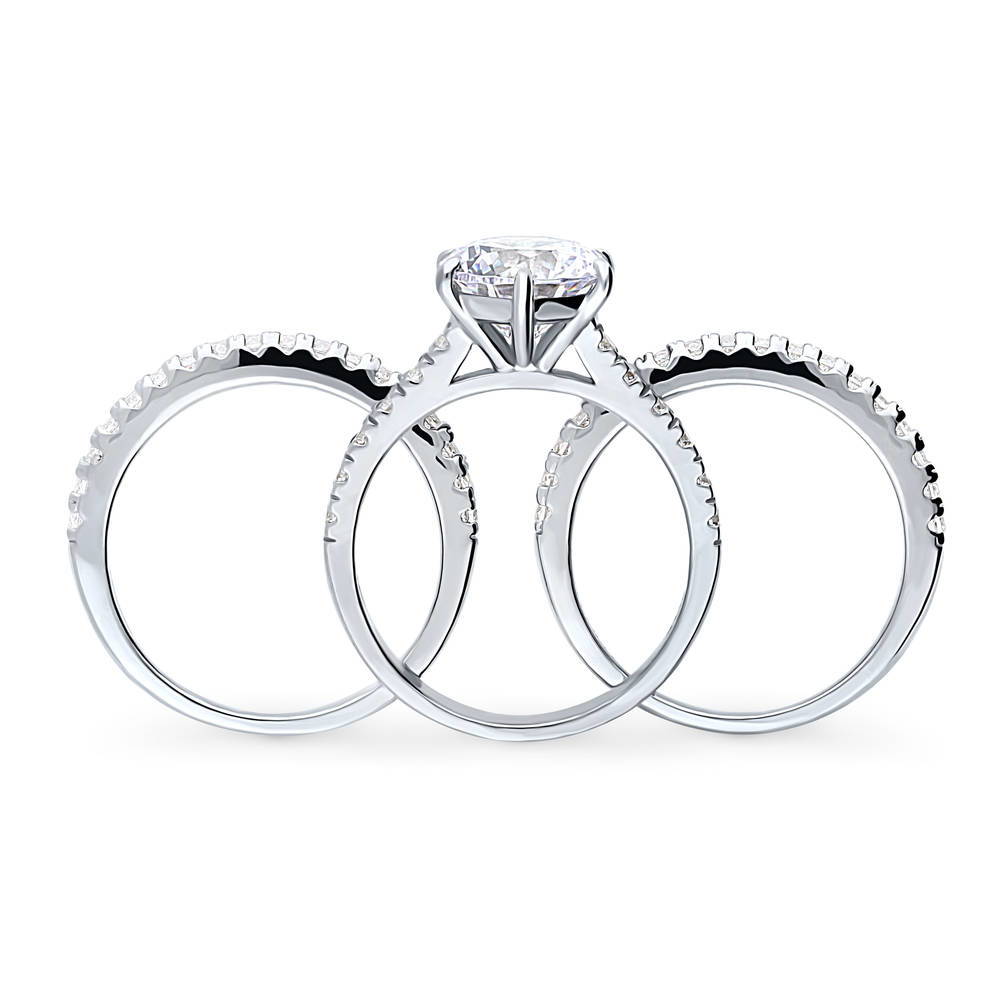 Solitaire 2.7ct Round CZ Ring Set in Sterling Silver