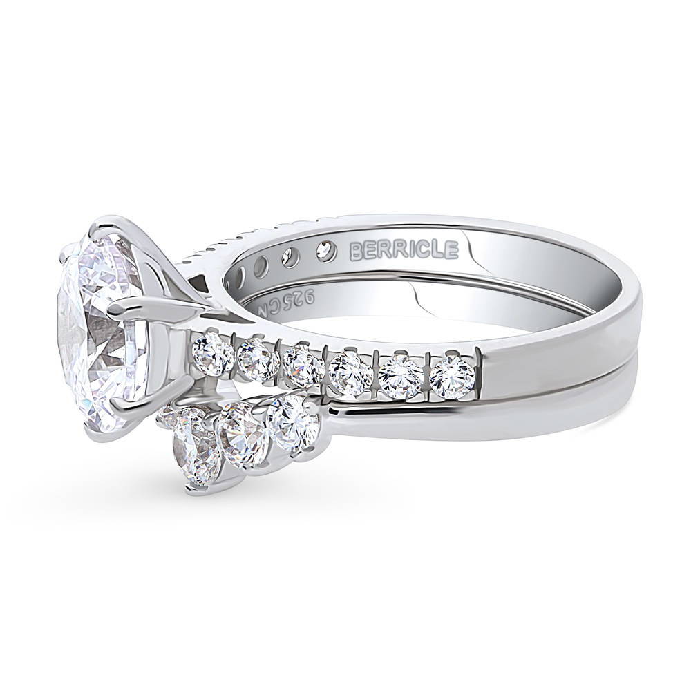 Angle view of 5-Stone Solitaire CZ Ring Set in Sterling Silver, 5 of 17