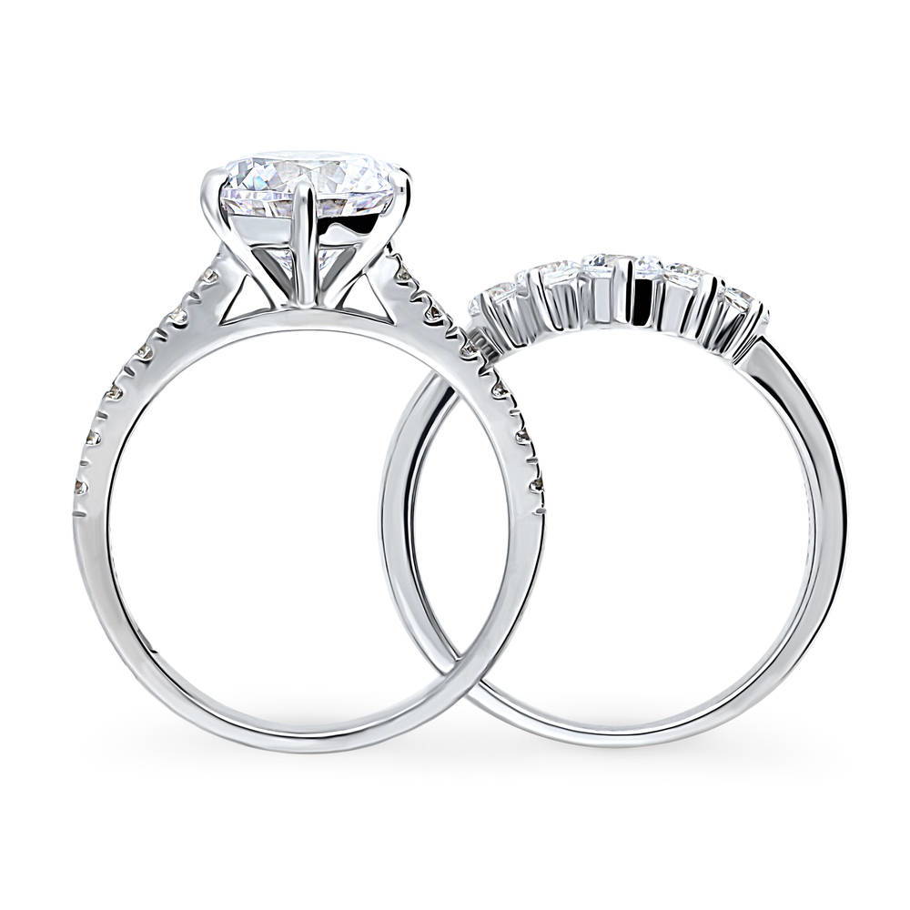 Alternate view of 5-Stone Solitaire CZ Ring Set in Sterling Silver