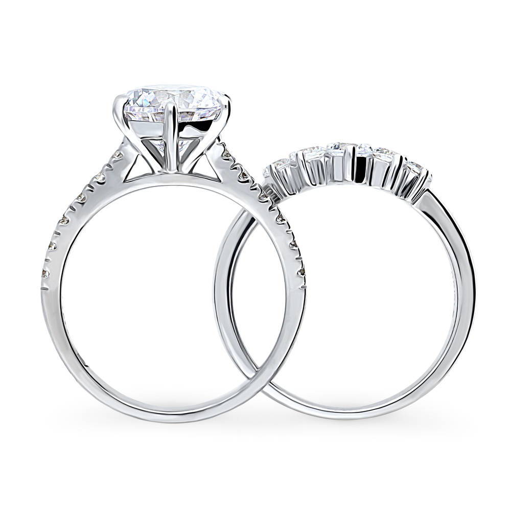 Alternate view of 5-Stone Solitaire CZ Ring Set in Sterling Silver, 8 of 17