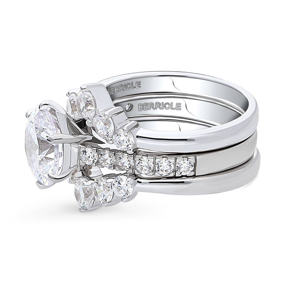 Angle view of 5-Stone Solitaire CZ Ring Set in Sterling Silver