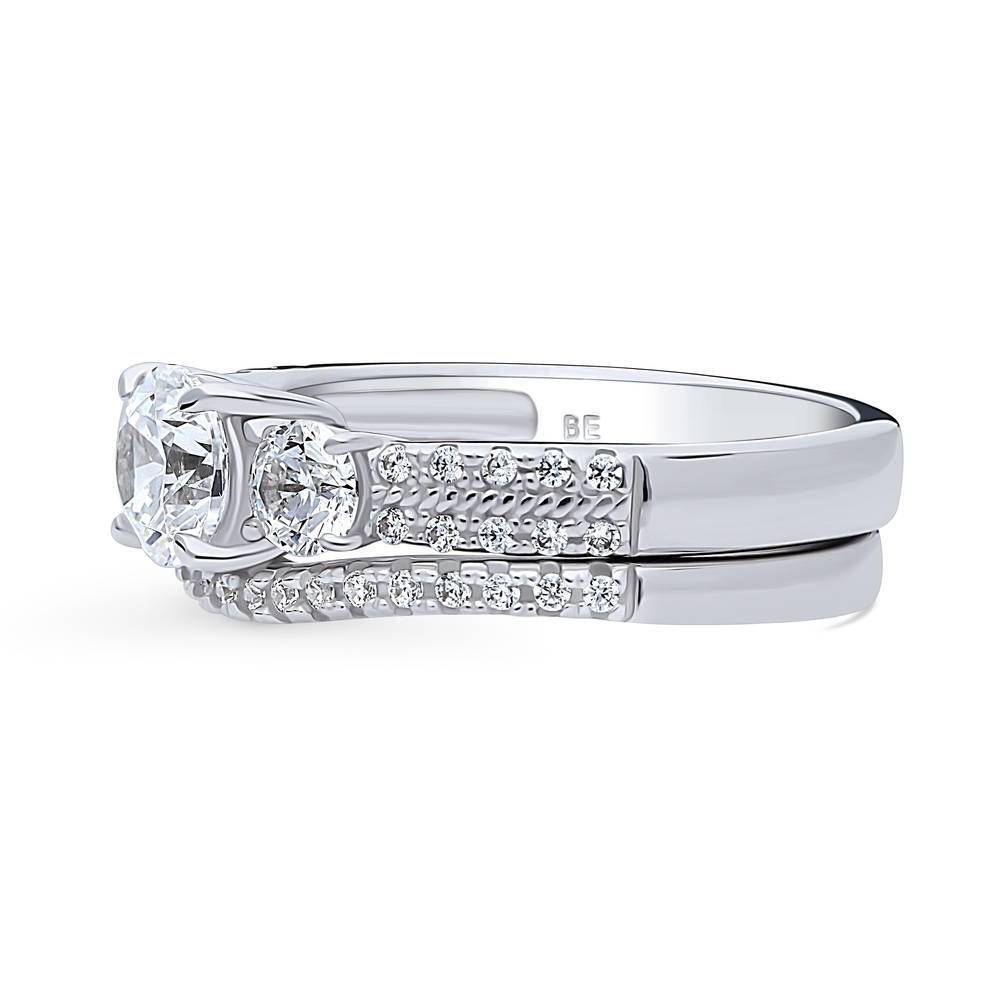 3-Stone Round CZ Ring Set in Sterling Silver, 5 of 17