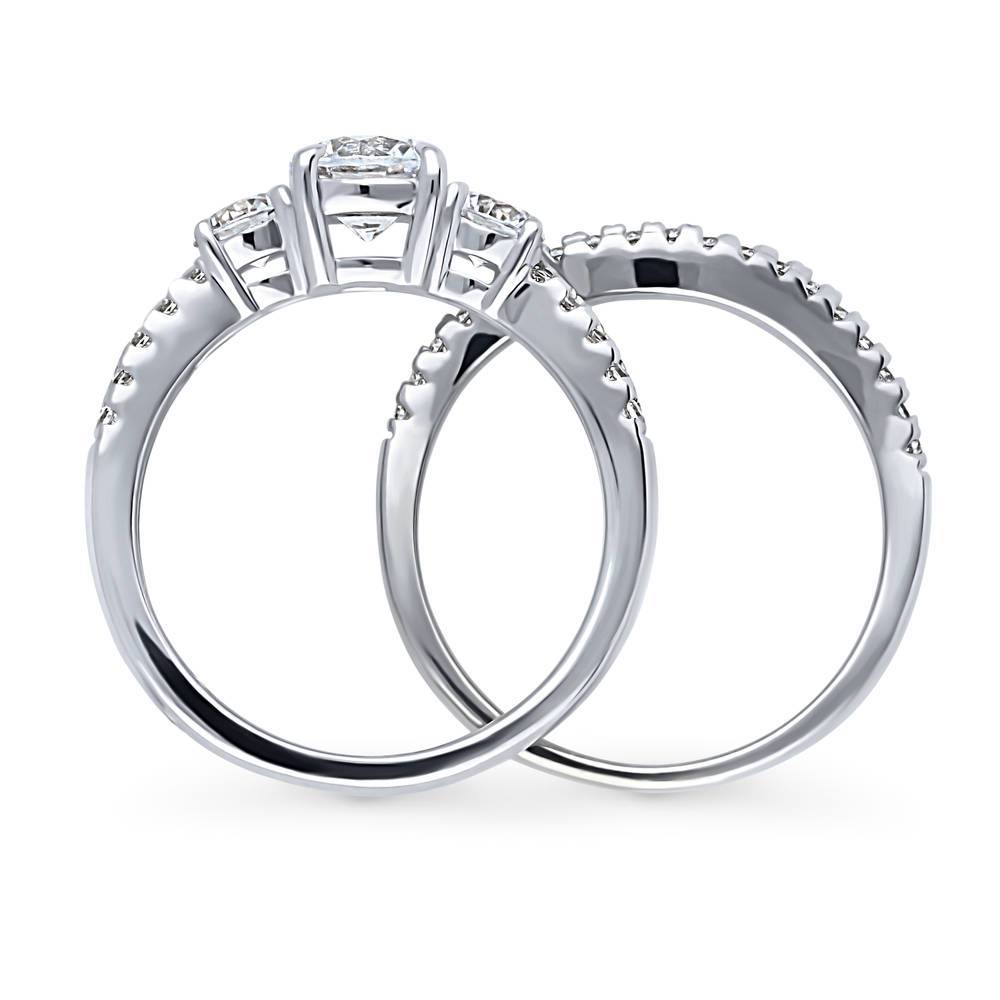 3-Stone Round CZ Ring Set in Sterling Silver, 8 of 17