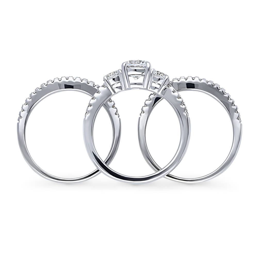 3-Stone Round CZ Ring Set in Sterling Silver, alternate view