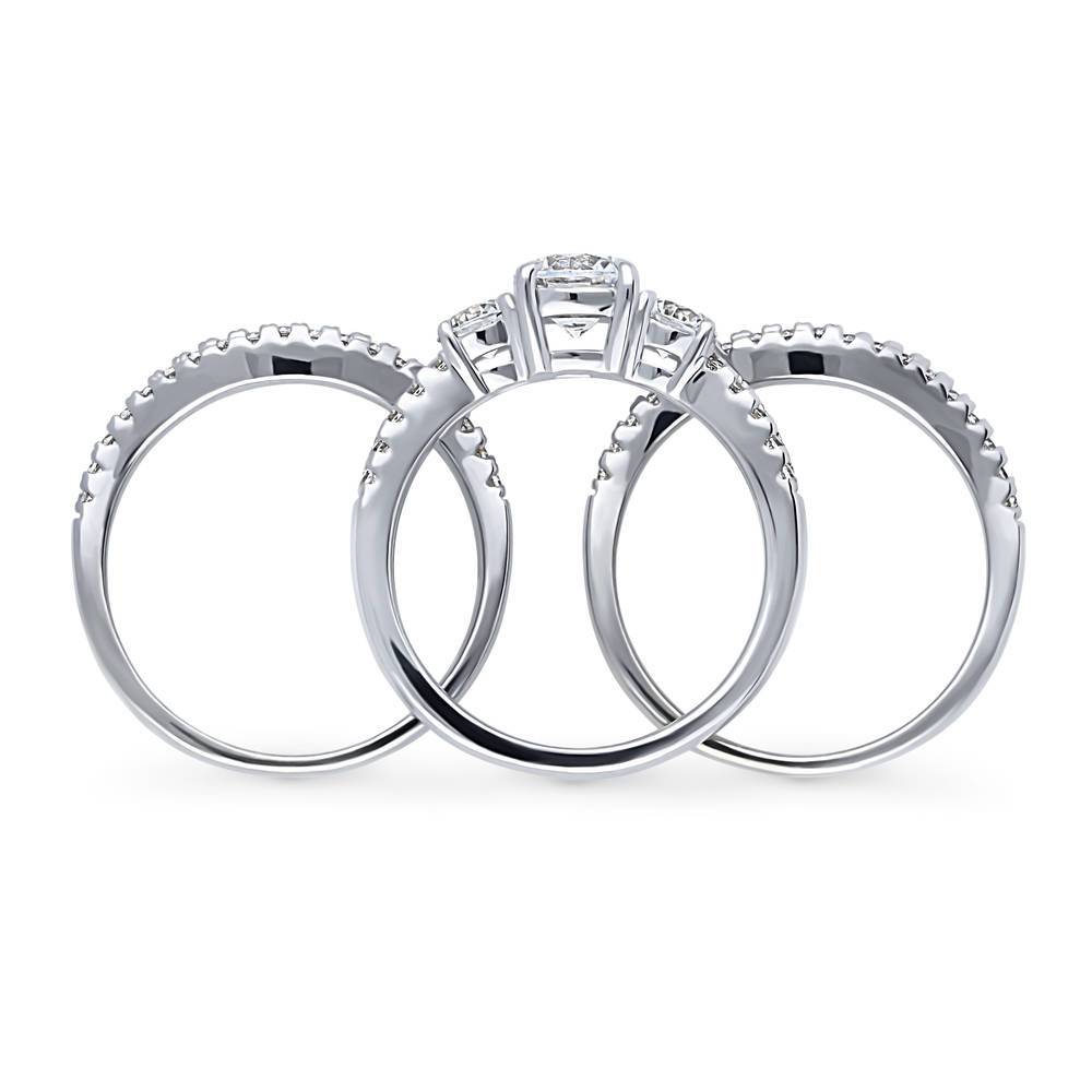 3-Stone Round CZ Ring Set in Sterling Silver