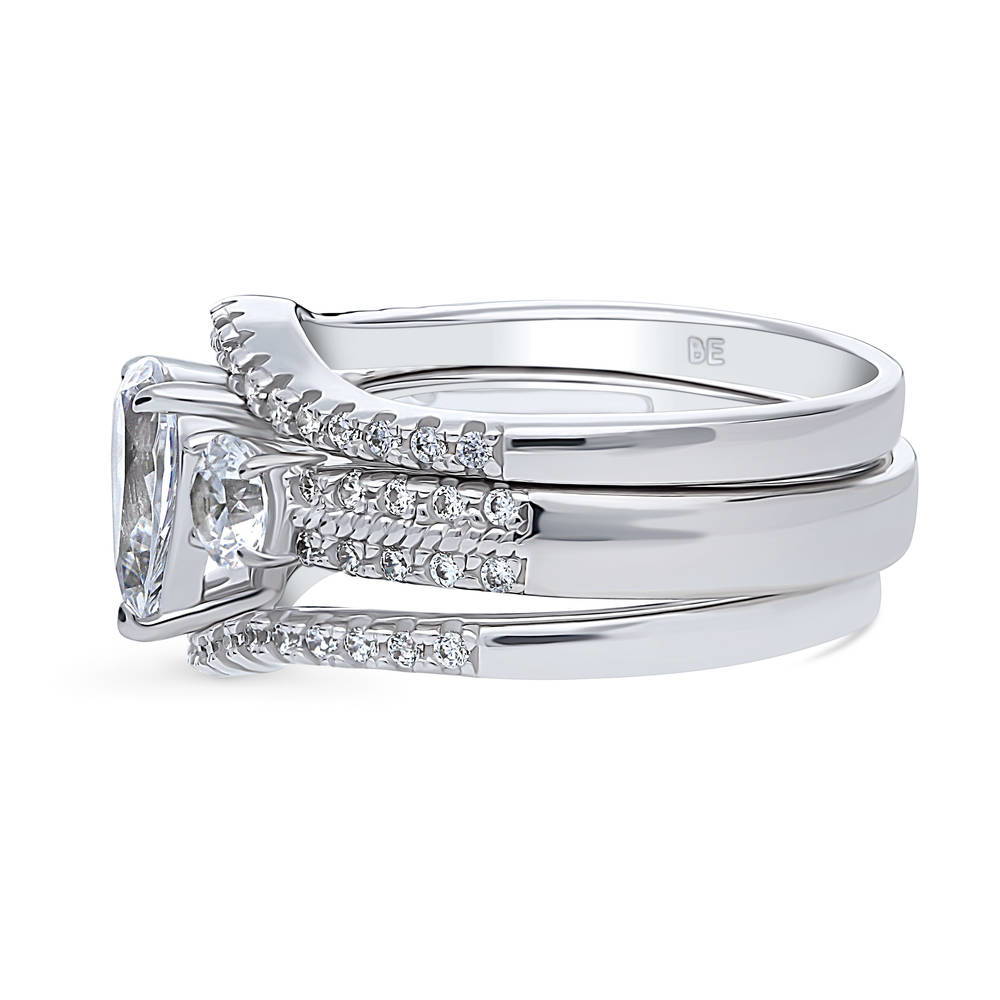 3-Stone Pear CZ Ring Set in Sterling Silver
