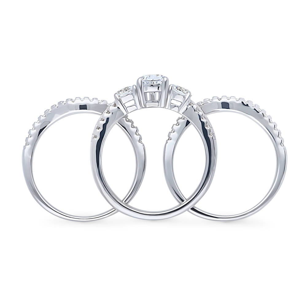 3-Stone Pear CZ Ring Set in Sterling Silver
