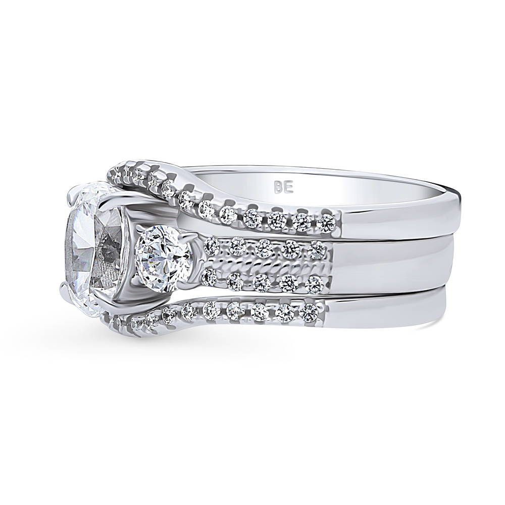 3-Stone Oval CZ Ring Set in Sterling Silver