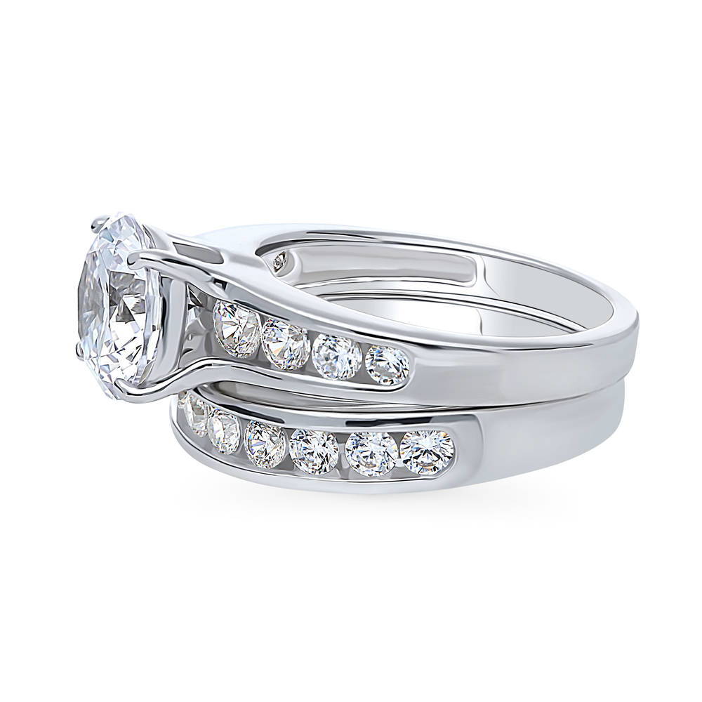 Angle view of Solitaire 2.7ct Round CZ Ring Set in Sterling Silver