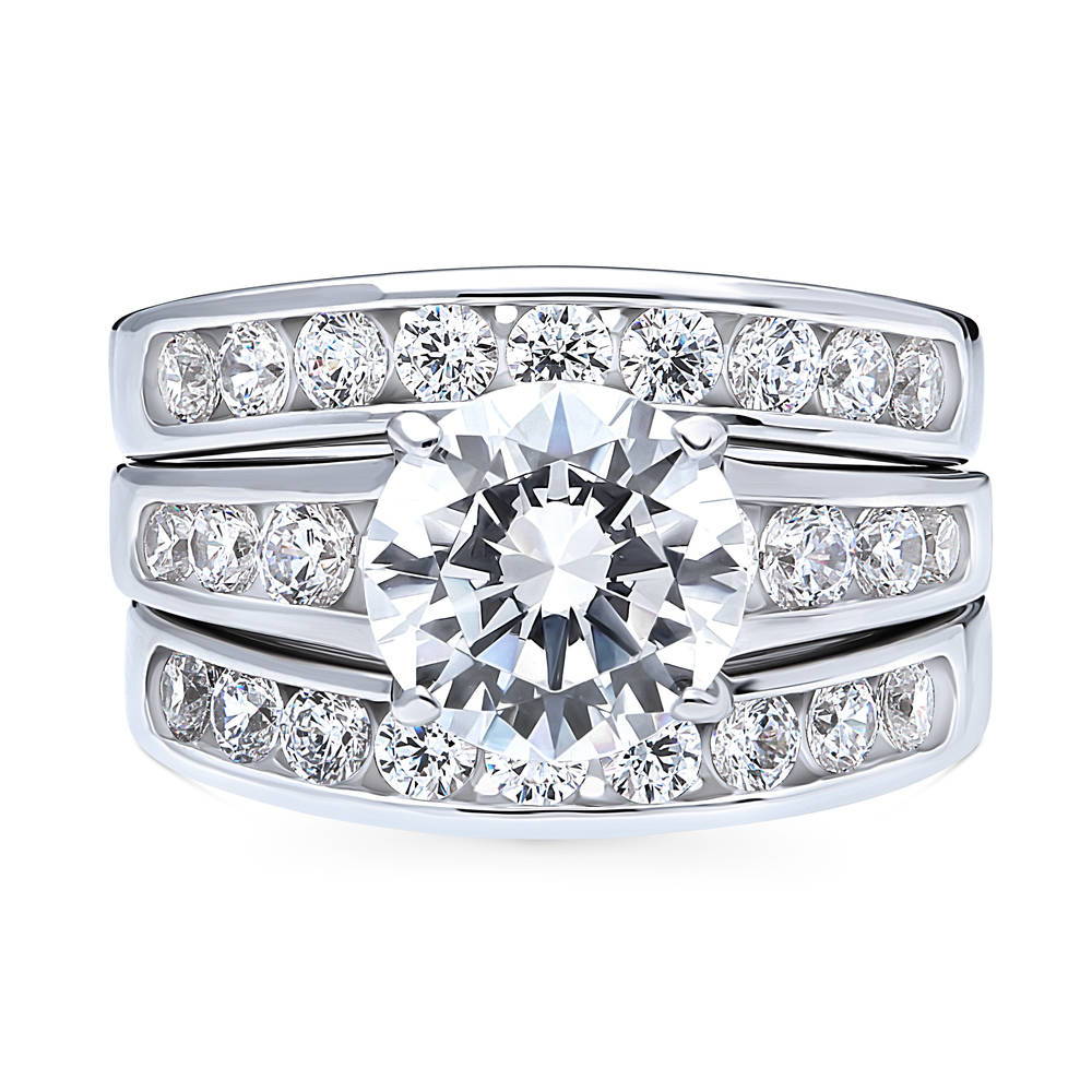 Solitaire 2.7ct Round CZ Ring Set in Sterling Silver, 1 of 20