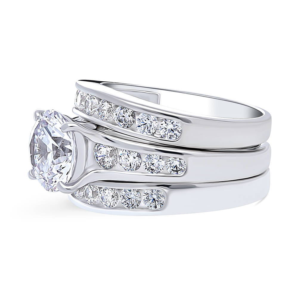 Solitaire 2.7ct Round CZ Ring Set in Sterling Silver