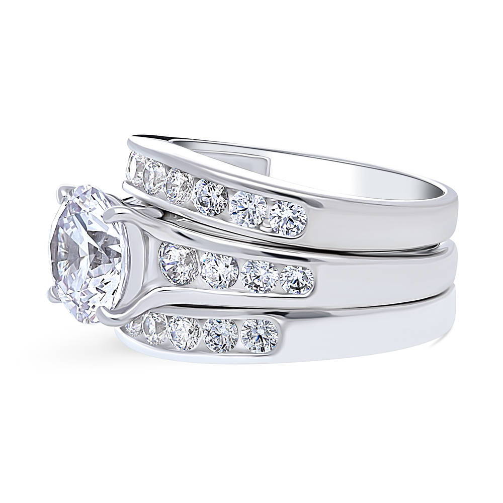 Angle view of Solitaire 2.7ct Round CZ Ring Set in Sterling Silver