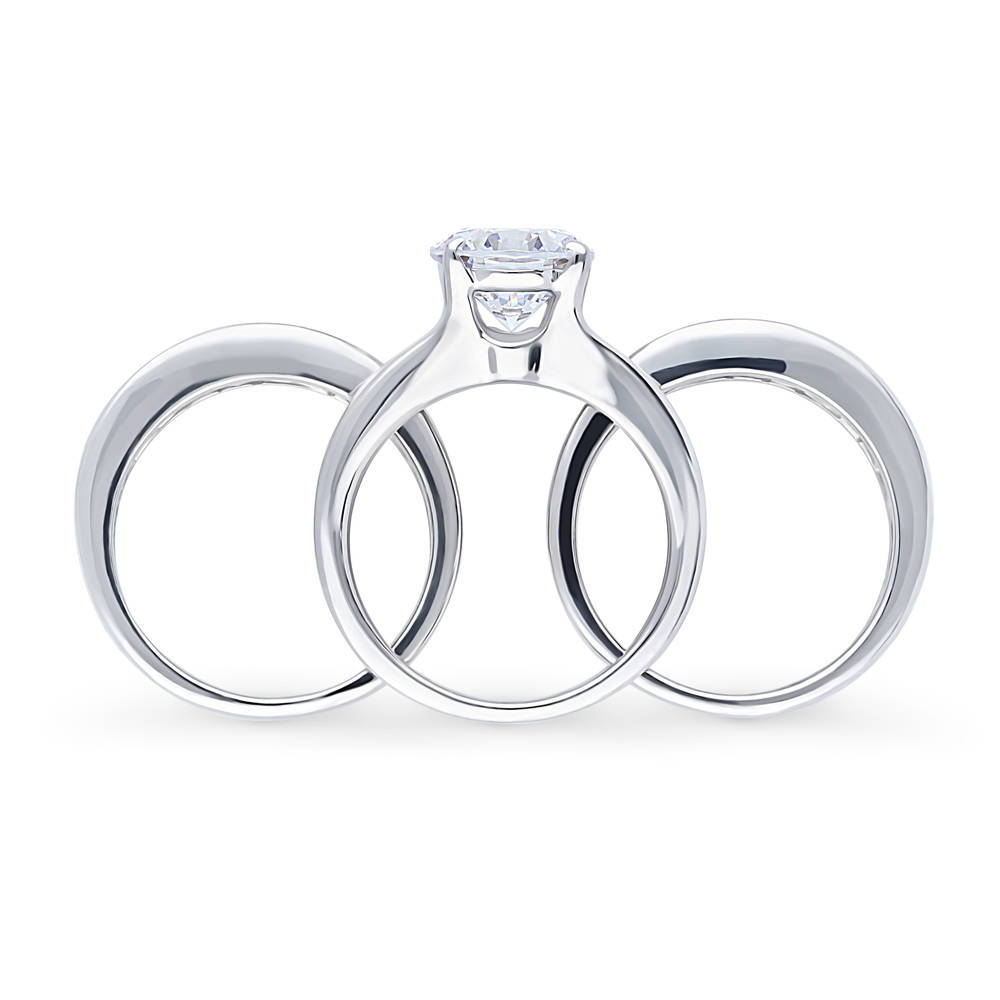 Solitaire 2.7ct Round CZ Ring Set in Sterling Silver