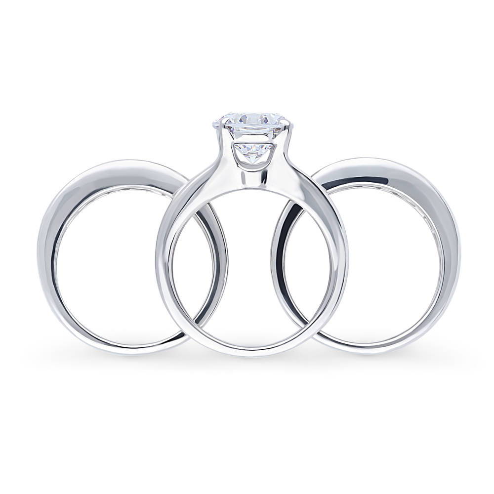 Alternate view of Solitaire 2.7ct Round CZ Ring Set in Sterling Silver, 8 of 20