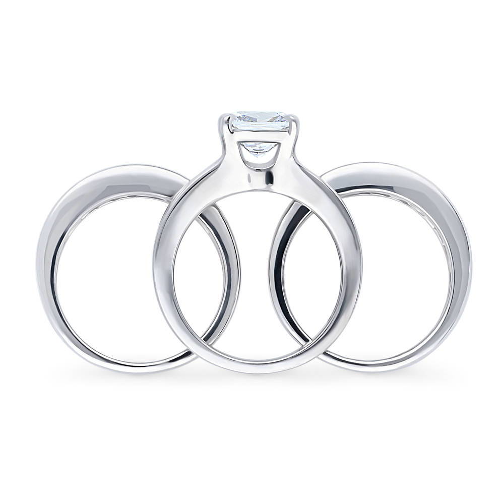 Alternate view of Solitaire 3ct Cushion CZ Ring Set in Sterling Silver