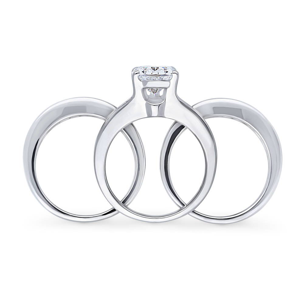 Alternate view of Solitaire 3ct Pear CZ Ring Set in Sterling Silver