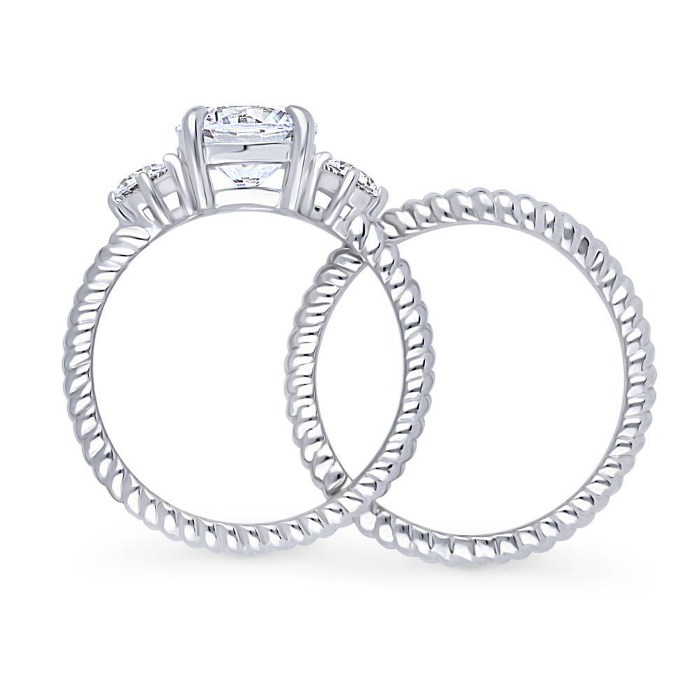 3-Stone Woven 2ct CZ Ring Set in Sterling Silver