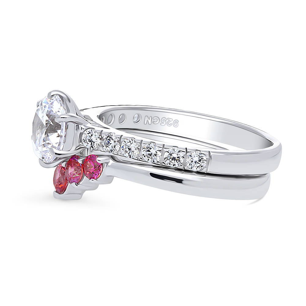 Angle view of 5-Stone Solitaire CZ Ring Set in Sterling Silver