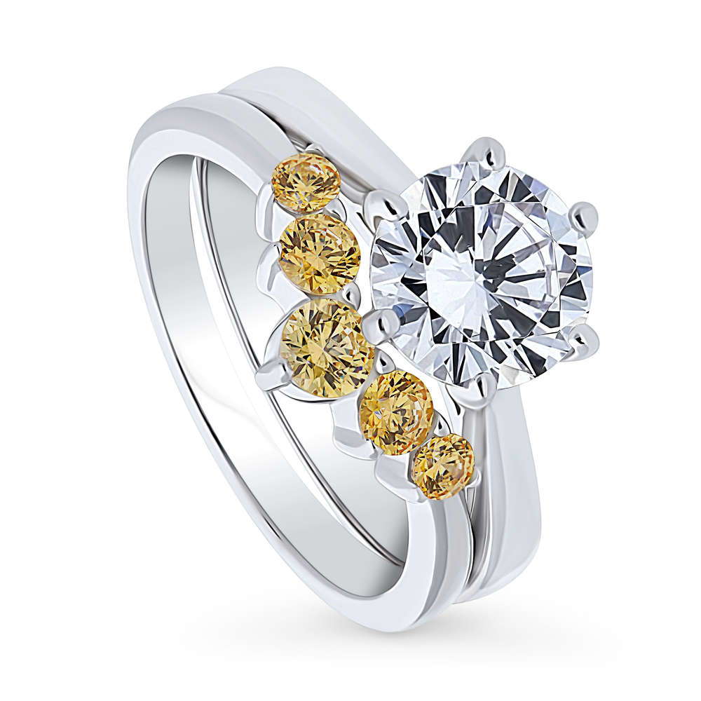 5-Stone Solitaire 2ct CZ Ring Set in Sterling Silver