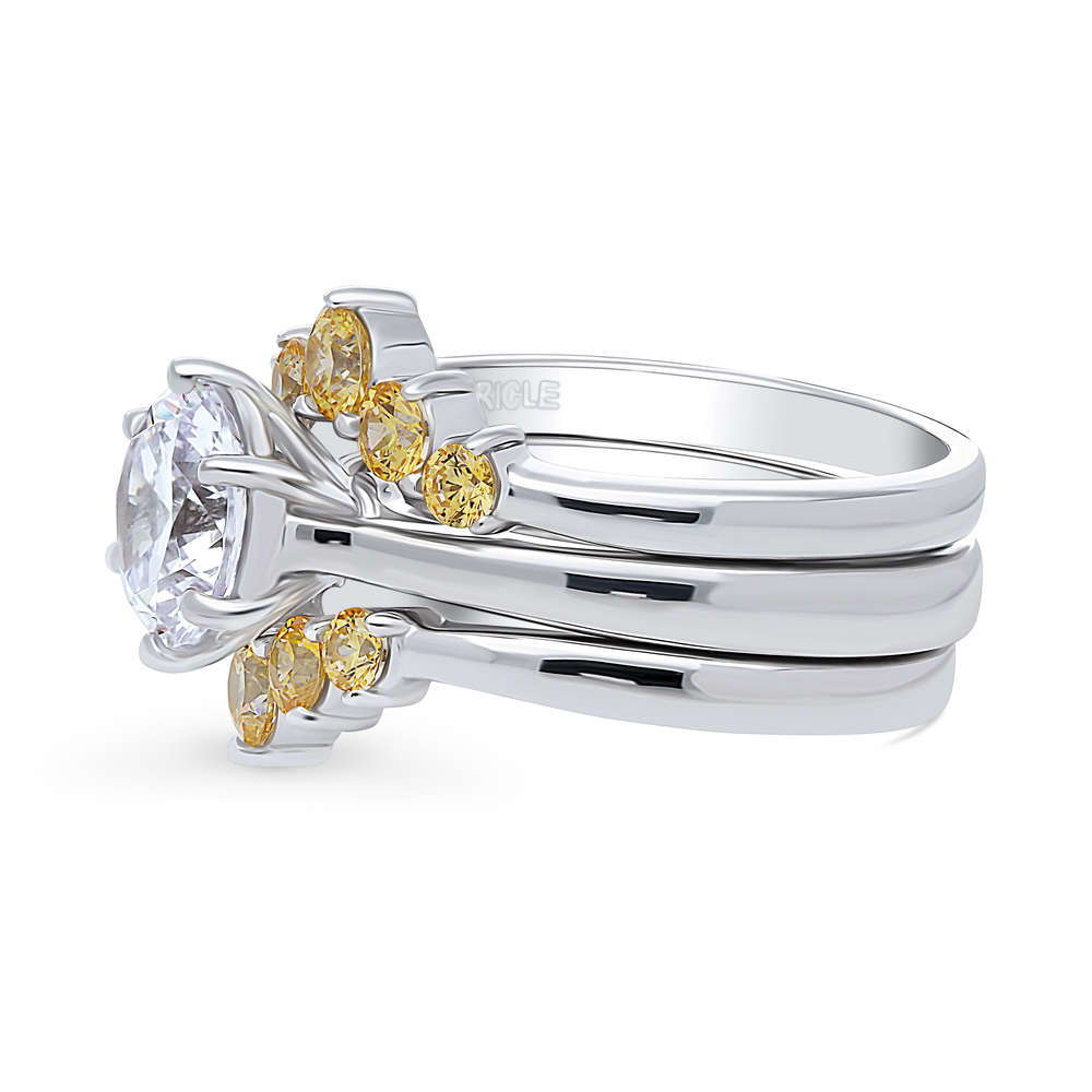 Angle view of 5-Stone Chevron CZ Ring Set in Sterling Silver