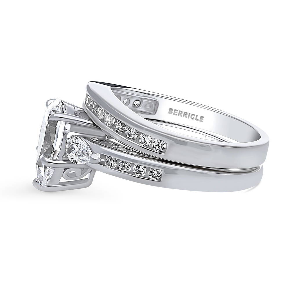 3-Stone Pear CZ Ring Set in Sterling Silver
