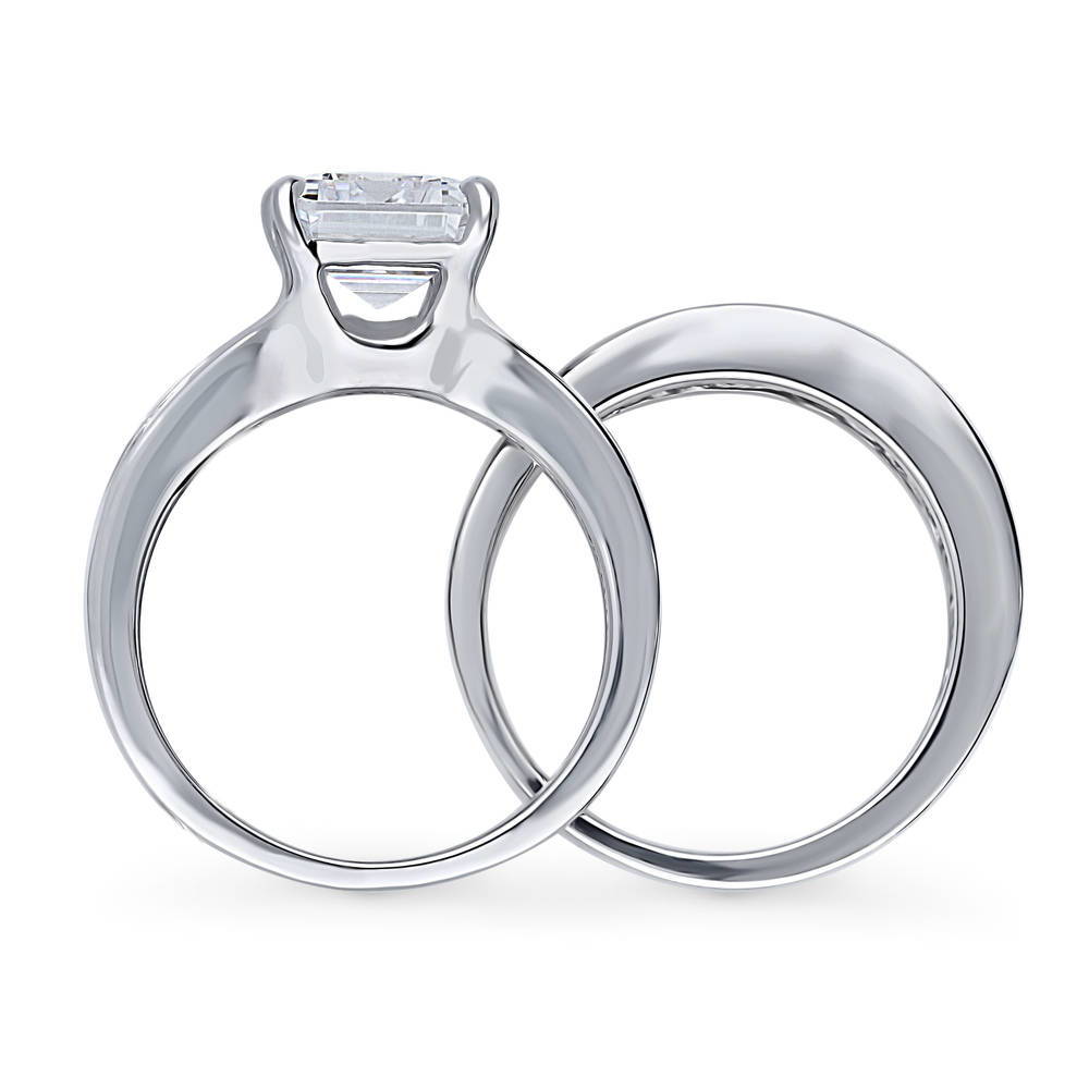 Alternate view of Solitaire 3.8ct Emerald Cut CZ Statement Ring Set in Sterling Silver
