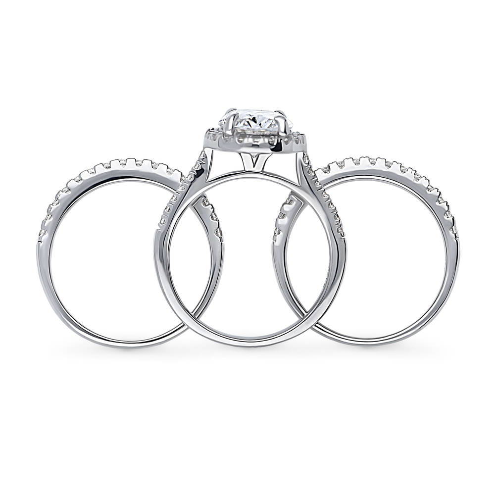 Alternate view of Halo Oval CZ Ring Set in Sterling Silver