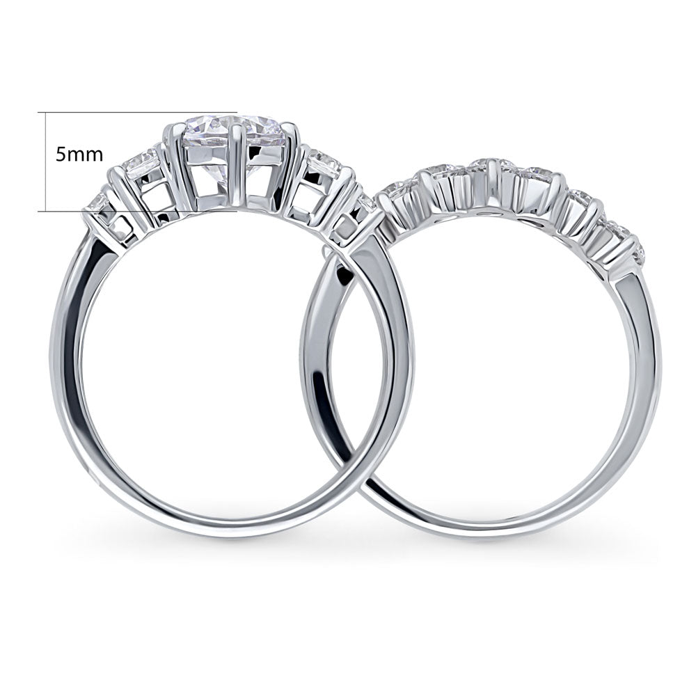 5-Stone CZ Stackable Ring Set in Sterling Silver