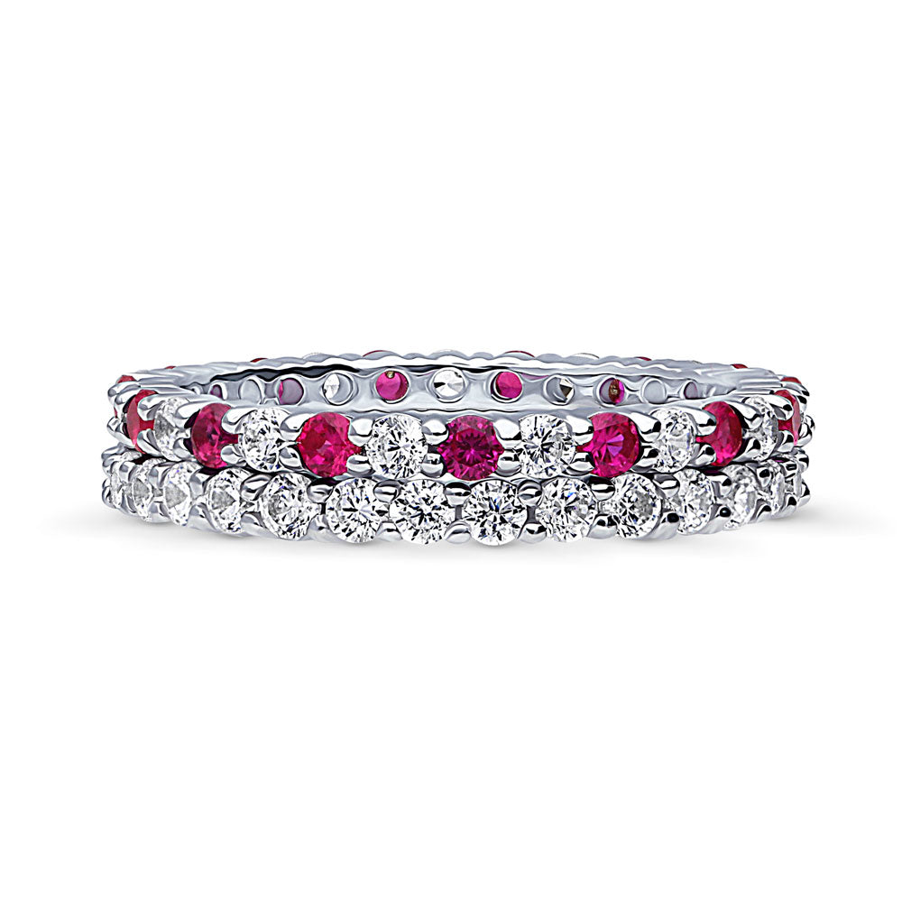 Pave CZ Eternity Ring Set in Sterling Silver
