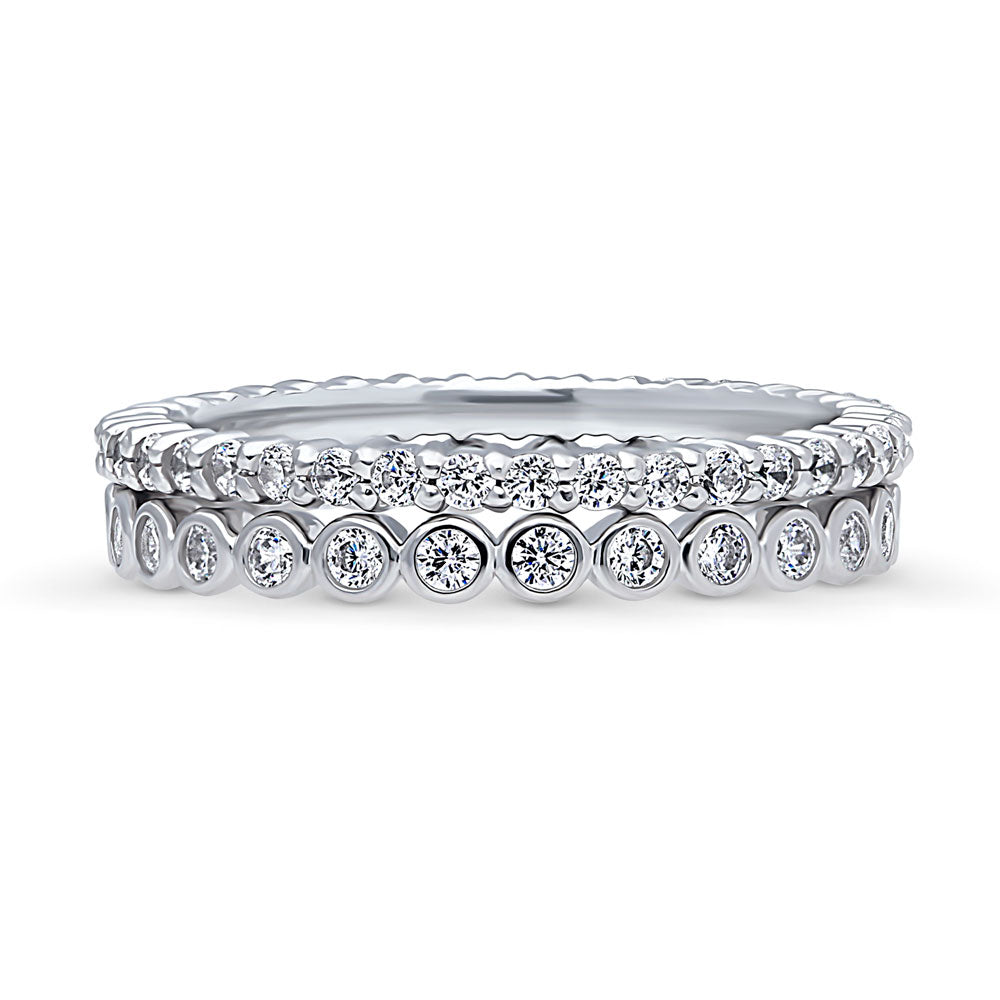 Bubble Pave Set CZ Eternity Ring Set in Sterling Silver, 1 of 15