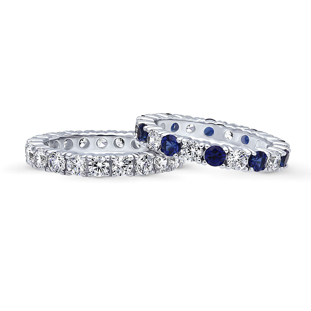 Front view of CZ Eternity Ring Set in Sterling Silver, 3 of 11