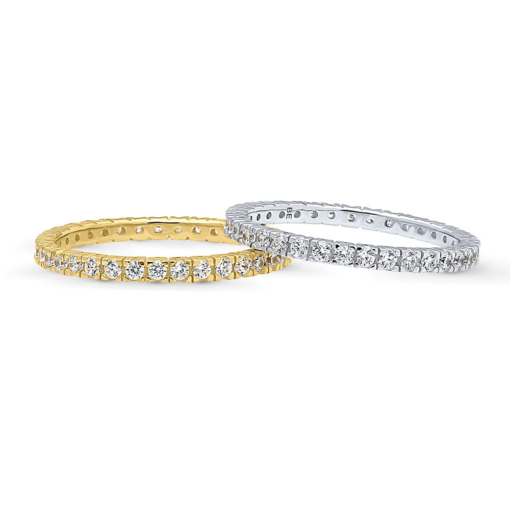 Front view of CZ Eternity Ring Set in Sterling Silver