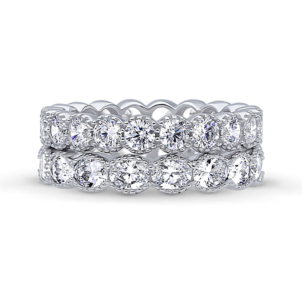 Milgrain CZ Stackable Ring Set in Sterling Silver