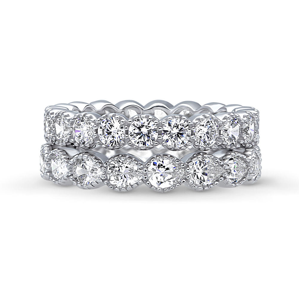 Milgrain CZ Stackable Ring Set in Sterling Silver