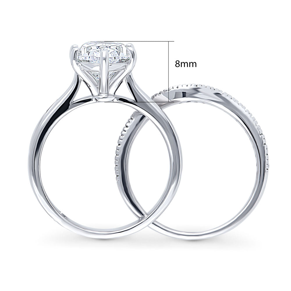 Solitaire 3ct Oval CZ Statement Ring Set in Sterling Silver, alternate view