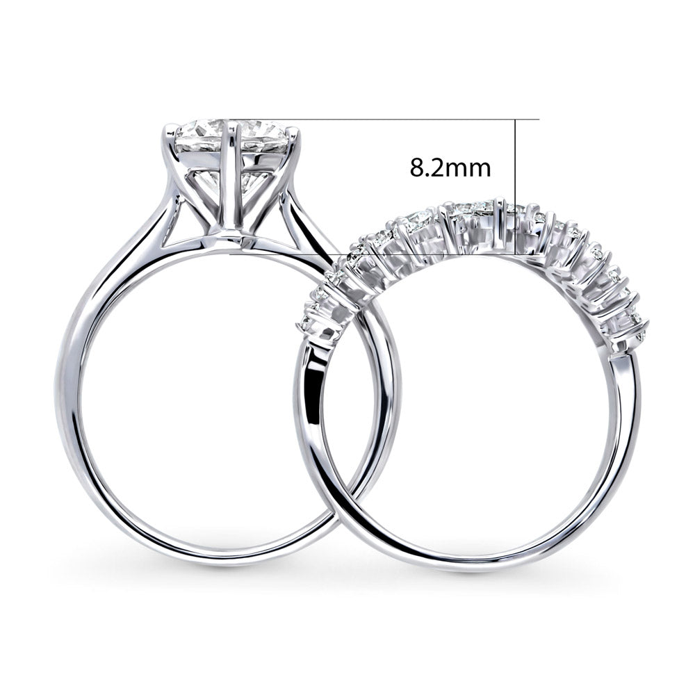 Alternate view of Chevron Crown CZ Ring Set in Sterling Silver