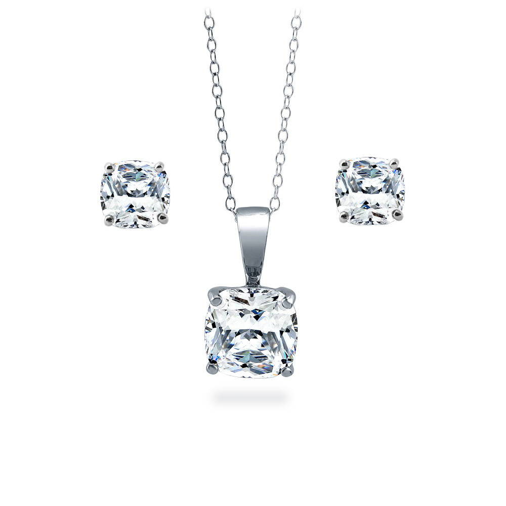 Solitaire 2.5ct/3ct Cushion CZ Set in Sterling Silver