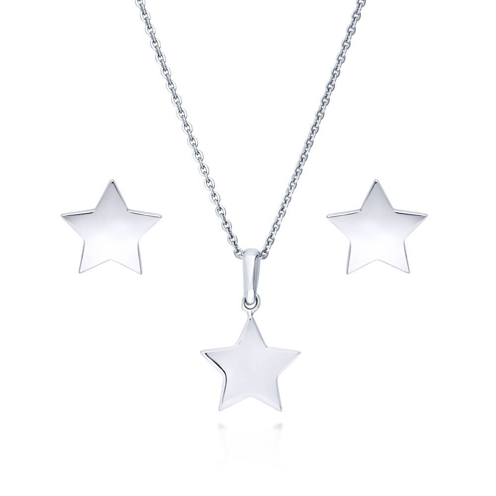 Star Necklace and Earrings Set in Sterling Silver