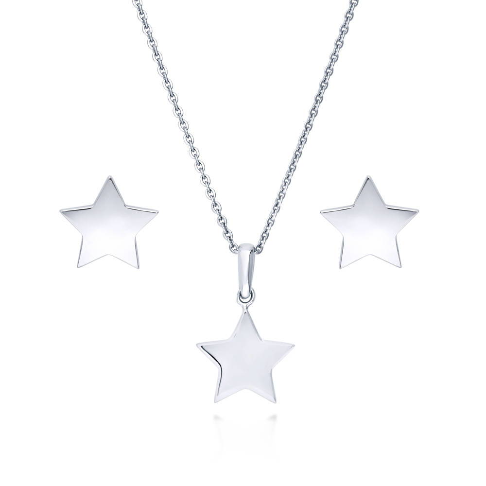 Star Necklace and Earrings Set in Sterling Silver, 1 of 10