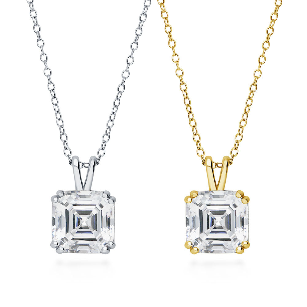 Solitaire CZ Layered Necklace Set in Gold Flashed Sterling Silver