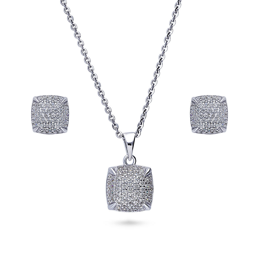 CZ Necklace and Earrings Set in Sterling Silver, 1 of 11