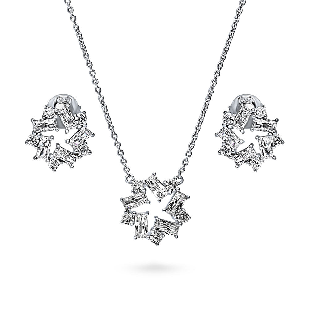 Wreath CZ Necklace and Earrings Set in Sterling Silver, 1 of 10